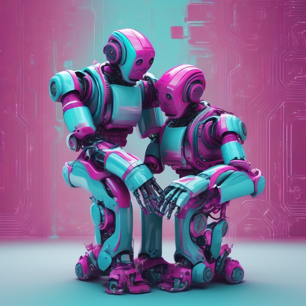inteligencia artificial abrazando robots