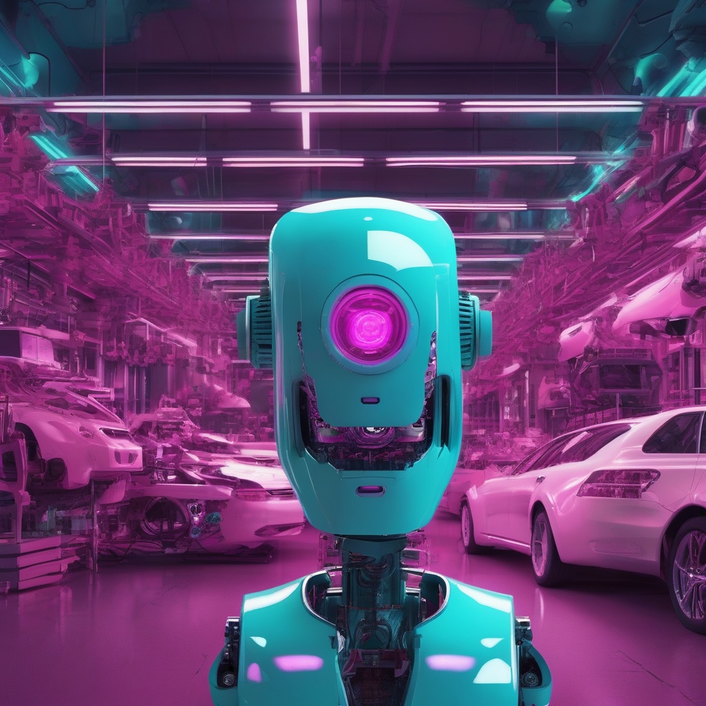 robots fabricando coches IA